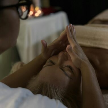 A woman getting a massage in a spa